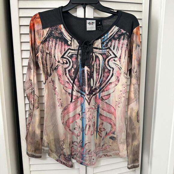 Y2K Harley Davidson Long Sleeve Shirt Size M - Picture 1 of 5
